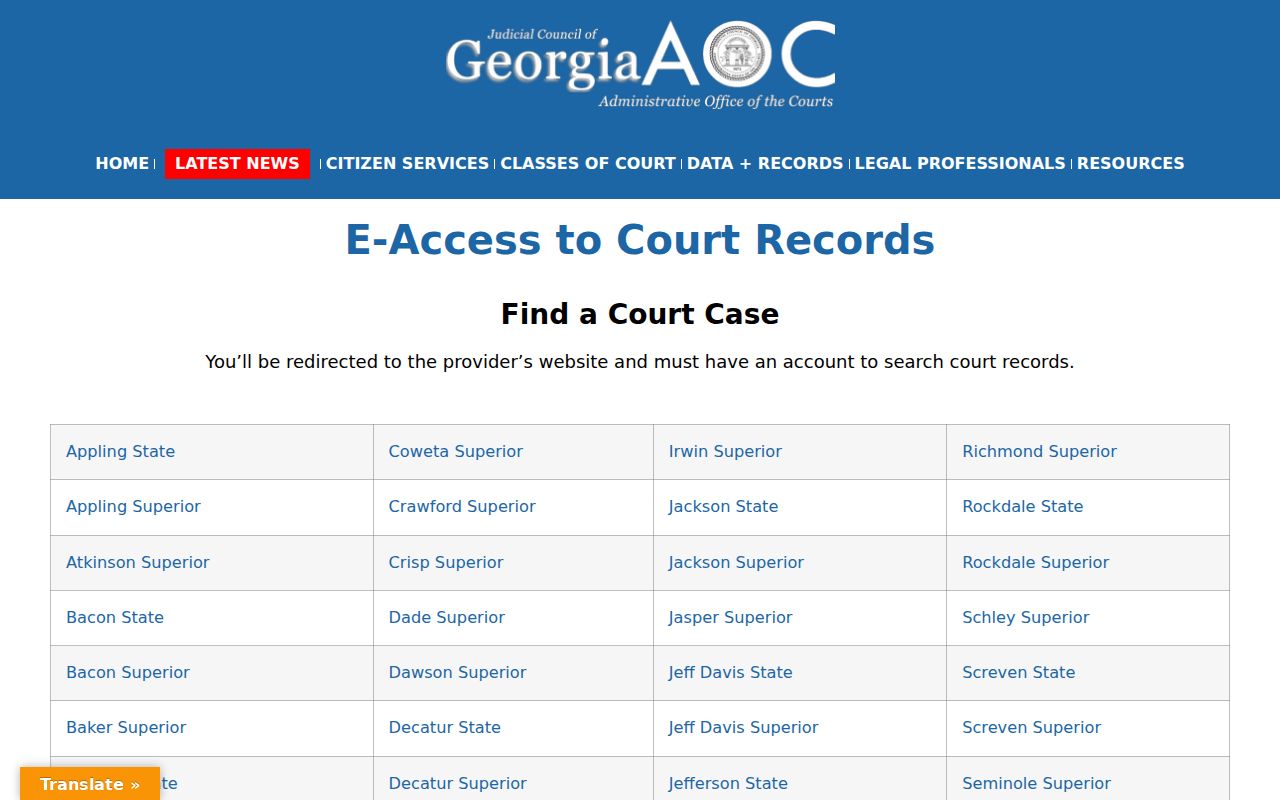 McDuffie County warrant records account-required court e-access listing