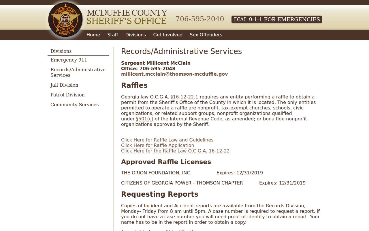 McDuffie County active warrant records division channel
